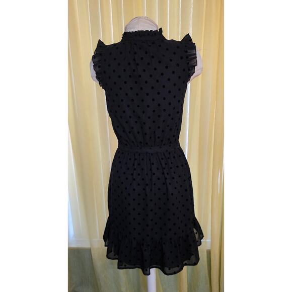 Loft Womens Black Velvet Polka Dot Dress Size 00 - Picture 2 of 5